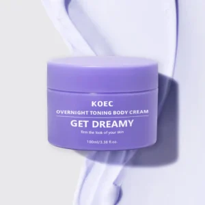 100 مل من KOEC التنغيم الليلي للحصول على كريم الجسم الحالم لشد البشرة وتقليل خشونة السيلوليت وزبدة الشيا وزيت جوز الهند واللافندر